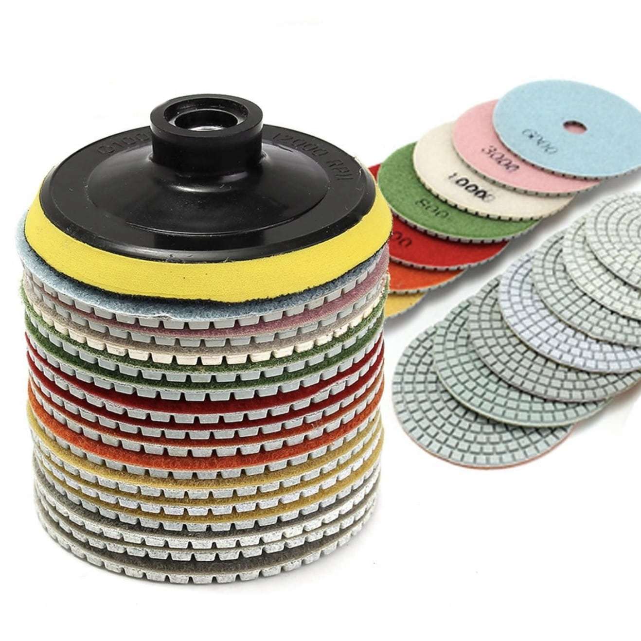 Zestaw 7 padów polerskich do polerowania betonu + uchwyt