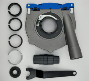 Aluminiowa osłona przeciwpyłowa do szlifierki kątowej 125mm z otwieraniem magnetycznym