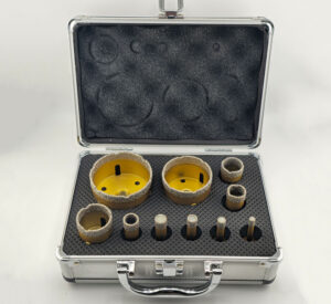 Zestaw 9 otwornic diamentowych do płytek z walizką