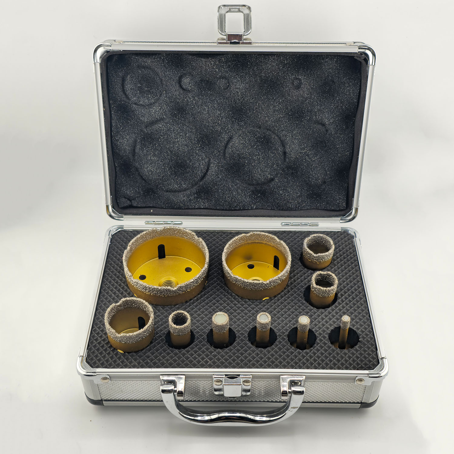 Zestaw 9 otwornic diamentowych do płytek z walizką